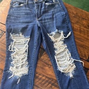 Judy Blue Straight Leg Distressed Jeans Size 16W Stretch